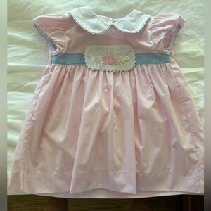 Little English Pink Easter dress (reversible bunny) 24mo
